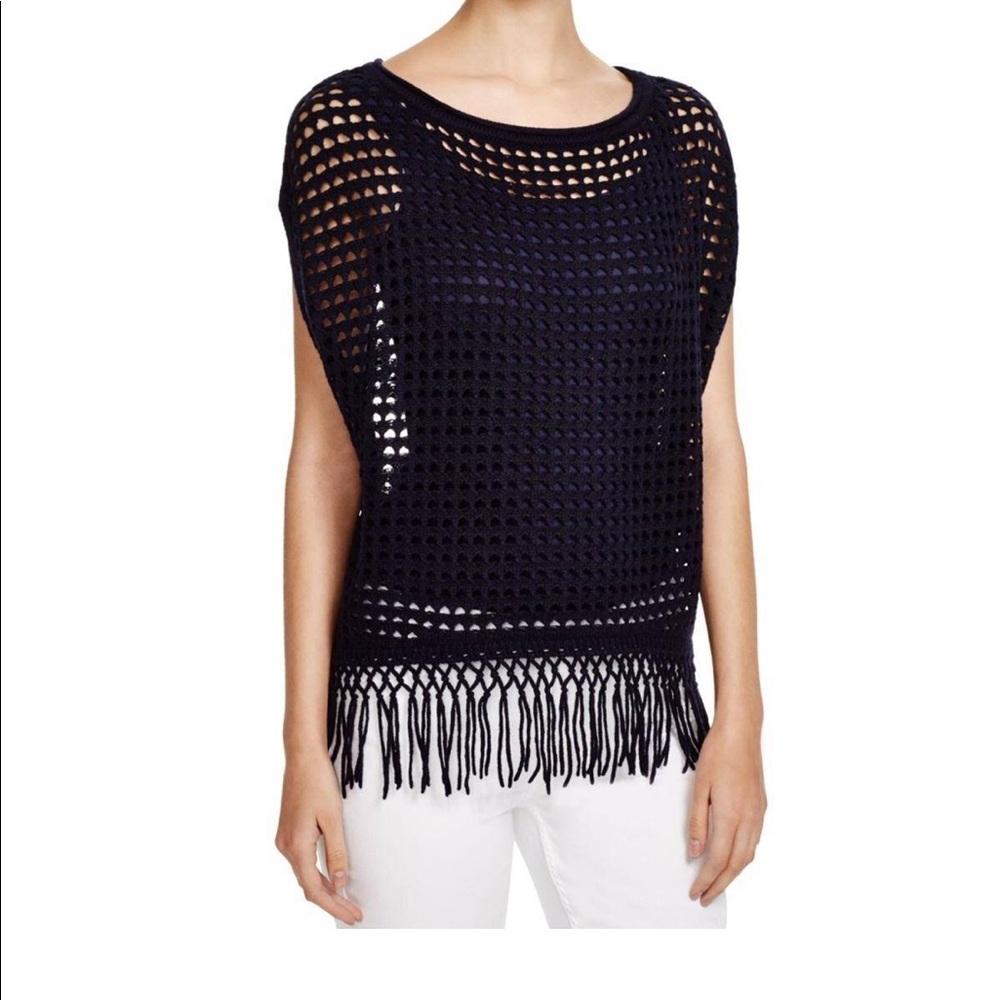 Elie Tahari Navy XS/S Cashmere/Wool Blend Poncho